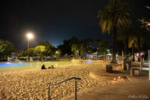 Brisbane night image south bank beach November 2022